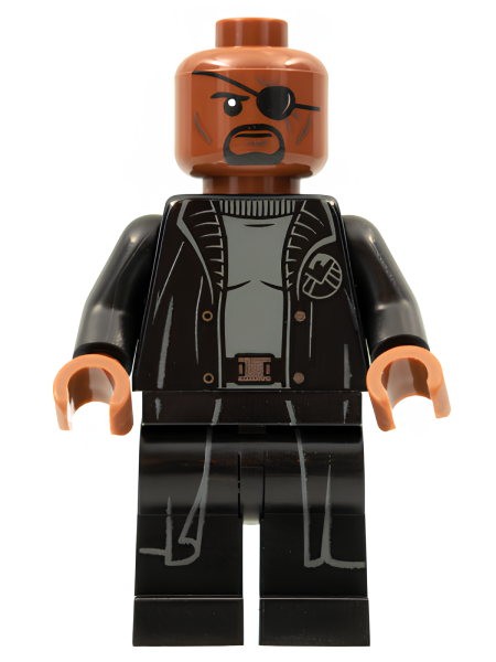 Минифигурка Lego Super Heroes Nick Fury - Gray Sweater and Black Trench Coat, No Shirt Tail sh0585b U